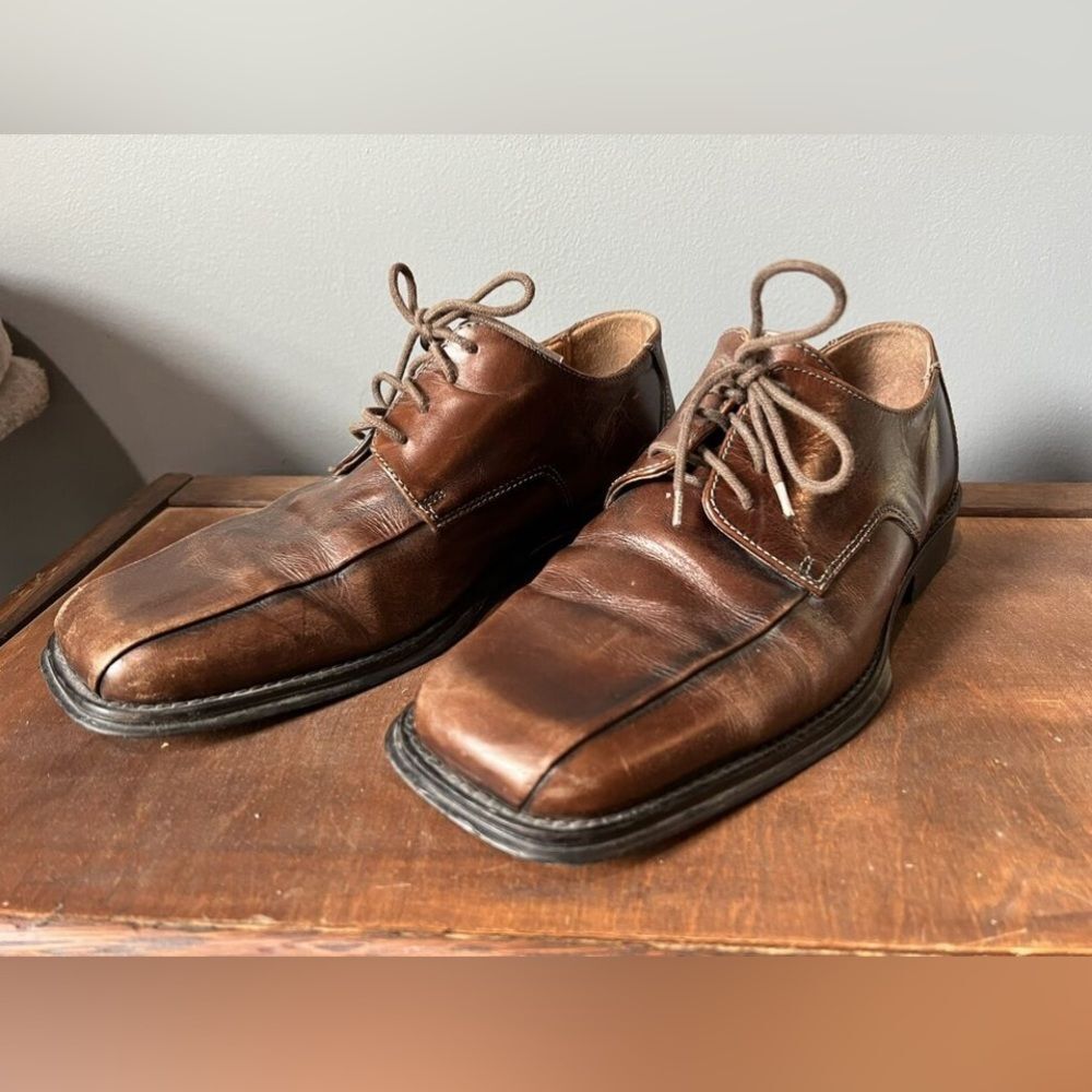ALDO Mens Brown Leather Lace Up Square Toe Dress Shoes Size 41